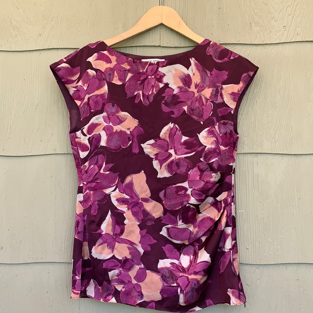 Banana Republic - Purple Floral Silky Blouse